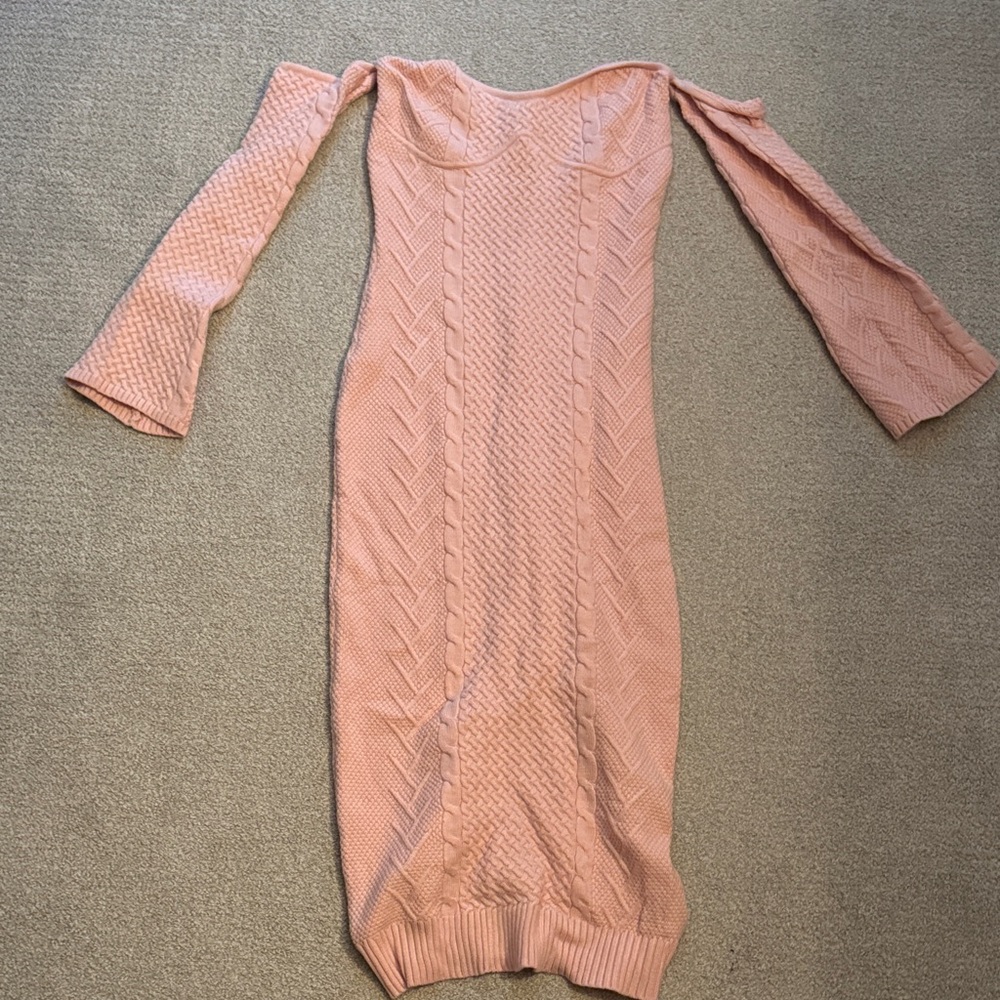 Lulu's Blush Long Sleeve Knit Dress